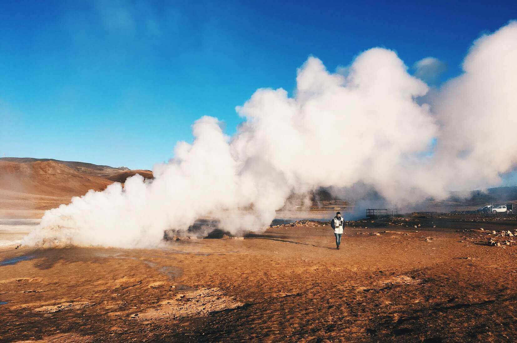 Geyser erupting in the air