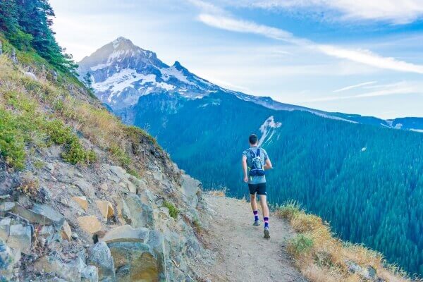 Man running in the mountains